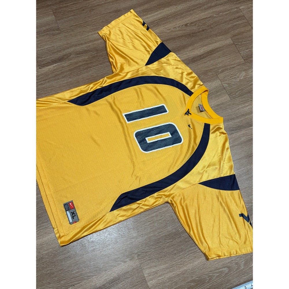 Nike West Virginia Mountaineers Football Jersey XL Gold Navy Blue Number 10 WVU